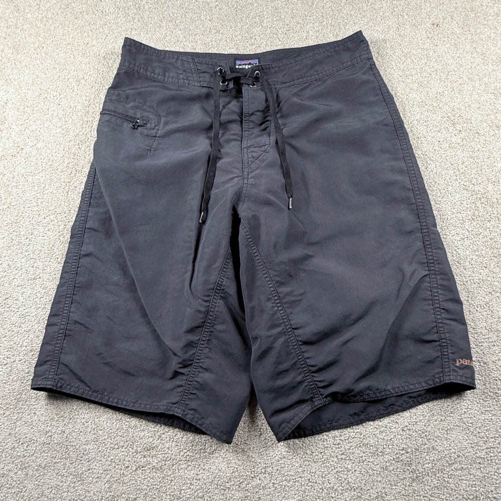 Patagonia Board Shorts Mens 29 Black 11" Inseam Nylon Swim Trunks Outdoor Pocket